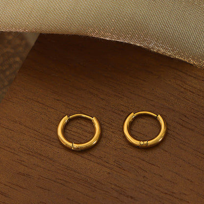 1 Pair Simple Style Circle Solid Color Plating Titanium Steel 18k Gold Plated Hoop Earrings