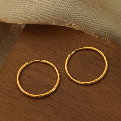 1 Pair Simple Style Circle Solid Color Plating Titanium Steel 18k Gold Plated Hoop Earrings