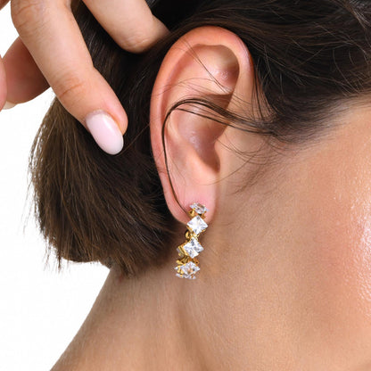 1 Pair Simple Style C Shape Plating Inlay Stainless Steel Zircon 18k Gold Plated Hoop Earrings