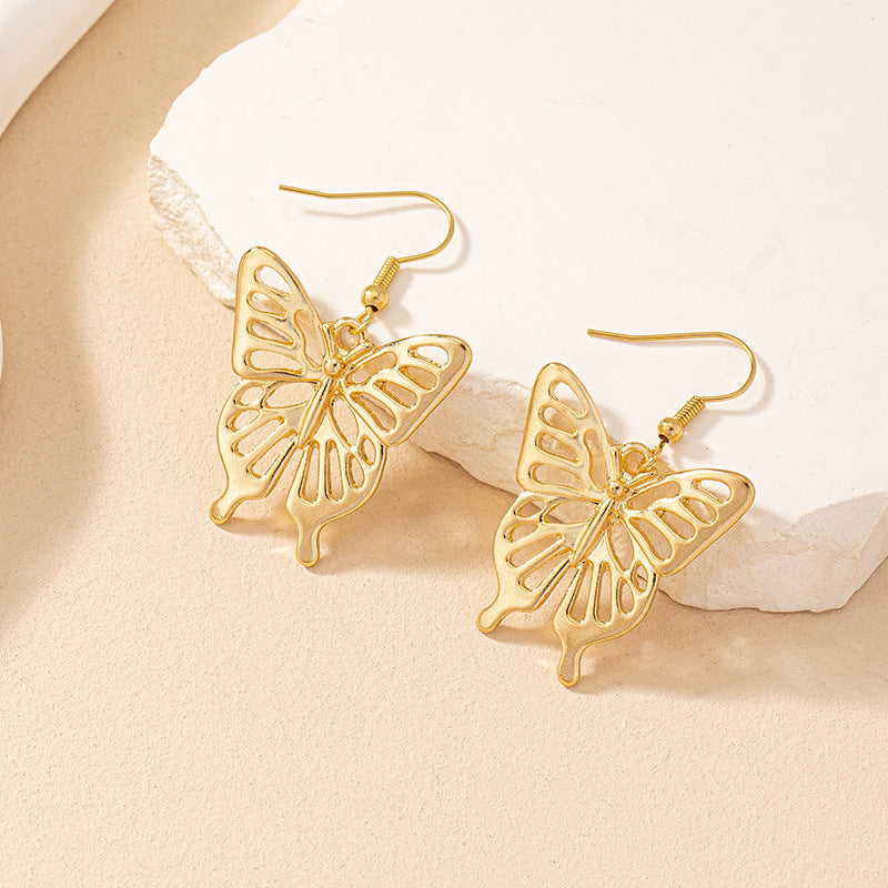 1 Pair Vintage Style Butterfly Plating Hollow Out Alloy Ear Hook