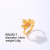 Elegant Classic Style Geometric Maple Leaf Copper Plating Inlay Zircon Open Rings