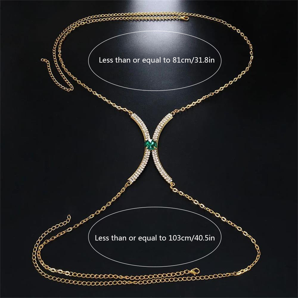 Fashion Geometric Copper Plating Rhinestone Body Chain