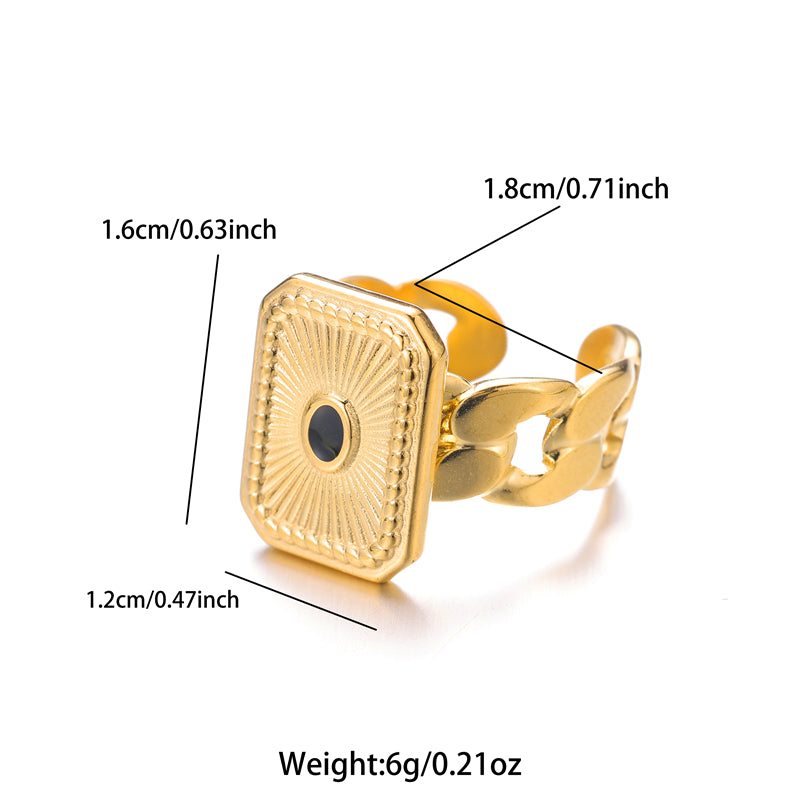 Vintage Style Color Block Stainless Steel Plating Inlay Natural Stone 18k Gold Plated Silver Plated Open Rings