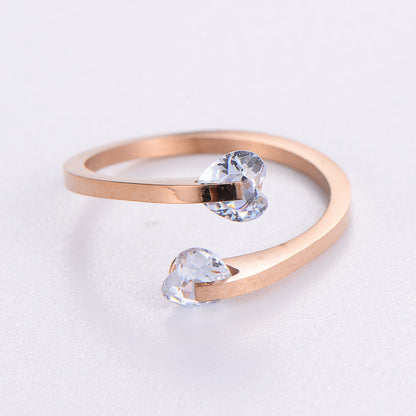 Simple Style Commute Geometric Stainless Steel Plating Inlay Zircon 18k Gold Plated Rose Gold Plated Rings