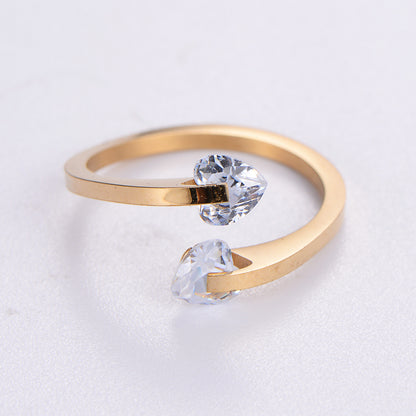 Simple Style Commute Geometric Stainless Steel Plating Inlay Zircon 18k Gold Plated Rose Gold Plated Rings