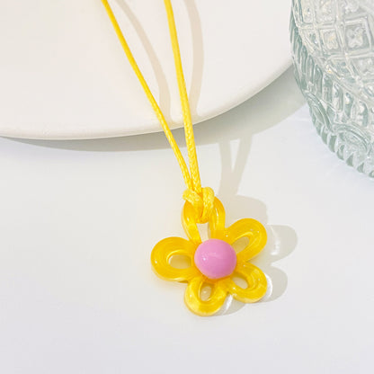 Modern Style Sweet Flower Arylic Wholesale Pendant Necklace