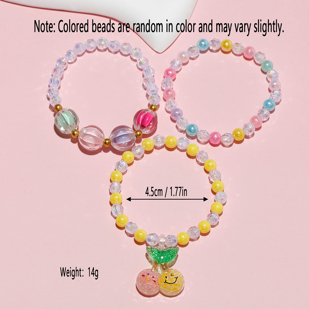 Princess Cute Sweet Cherry Fruit Arylic Resin Beaded Girl's Bracelets