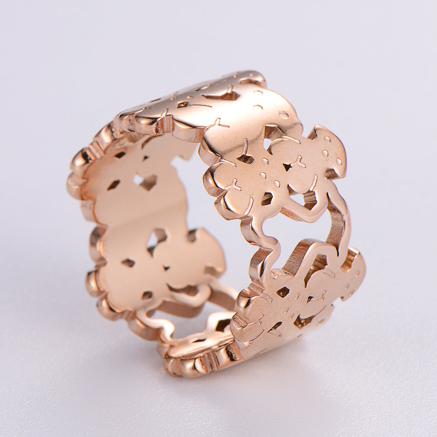 Vintage Style Bear Stainless Steel Plating 18k Gold Plated Rose Gold Plated Rings