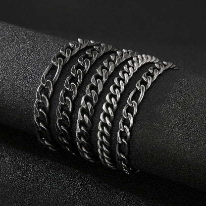 Basic Solid Color Titanium Steel Chain Men's Bracelets Necklace