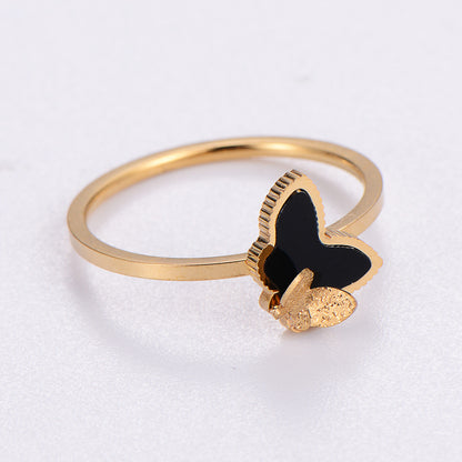 Elegant Funny Butterfly Stainless Steel Plating 18k Gold Plated Rose Gold Plated Rings