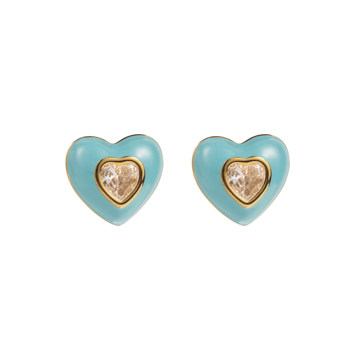 1 Pair Simple Style Heart Shape Inlay Stainless Steel Rhinestones Ear Studs