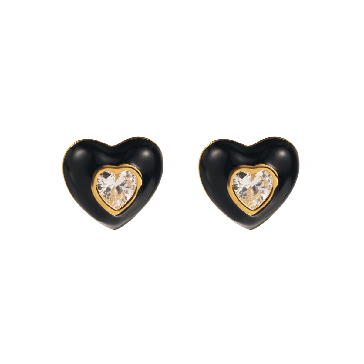 1 Pair Simple Style Heart Shape Inlay Stainless Steel Rhinestones Ear Studs