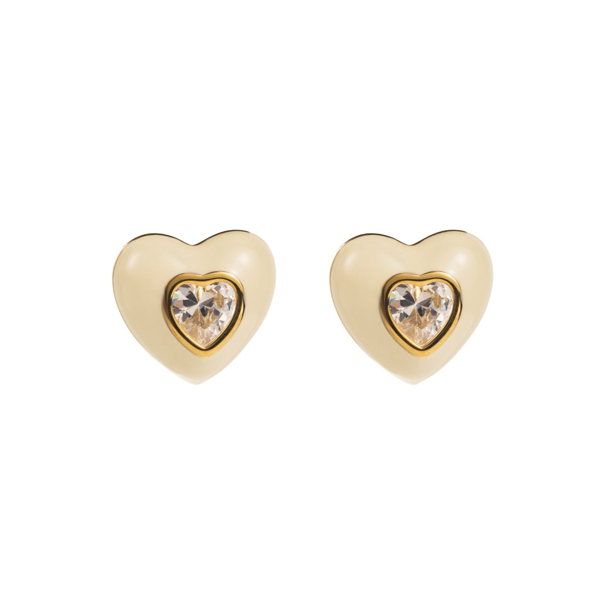 1 Pair Simple Style Heart Shape Inlay Stainless Steel Rhinestones Ear Studs