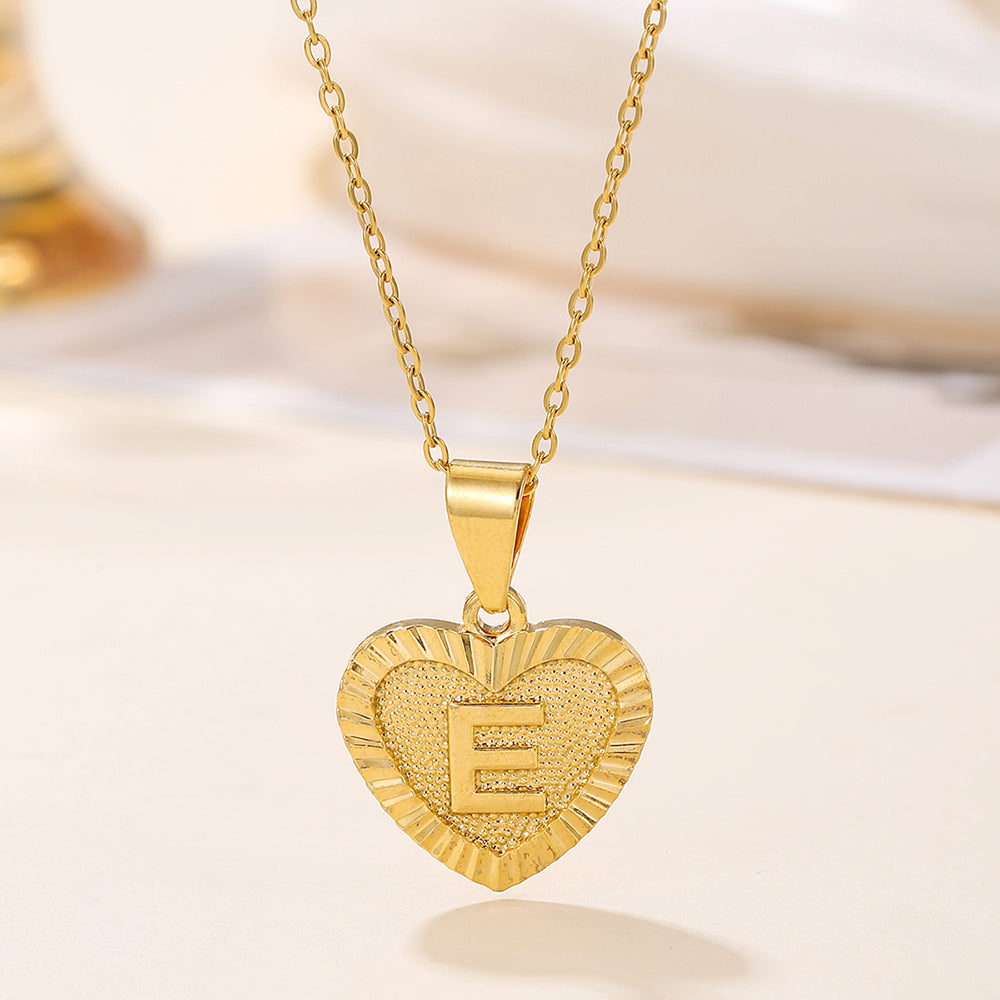 Sweet Letter Stainless Steel Copper Plating Inlay Zircon 18k Gold Plated Pendant Necklace