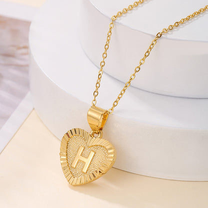 Sweet Letter Stainless Steel Copper Plating Inlay Zircon 18k Gold Plated Pendant Necklace