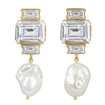 1 Pair Simple Style Square Inlay Alloy Zircon Drop Earrings