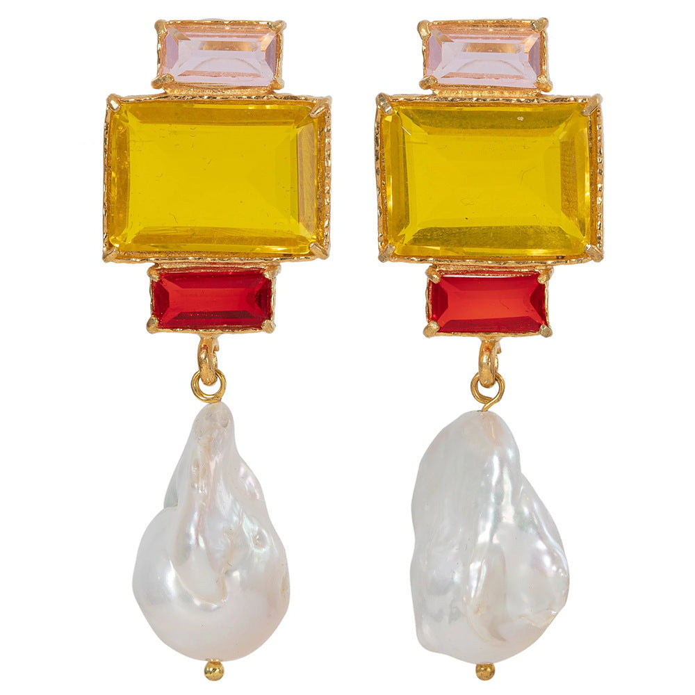 1 Pair Simple Style Square Inlay Alloy Zircon Drop Earrings