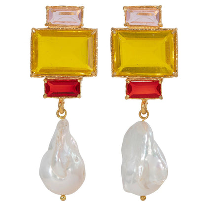 1 Pair Simple Style Square Inlay Alloy Zircon Drop Earrings