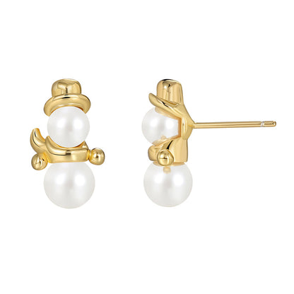 1 Pair Cute Simple Style Classic Style Snowman Deer Plating Inlay Copper Agate Zircon 18k Gold Plated Ear Studs