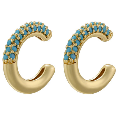 1 Pair Elegant Luxurious Shiny C Shape Plating Inlay Copper Zircon 18k Gold Plated Ear Cuffs