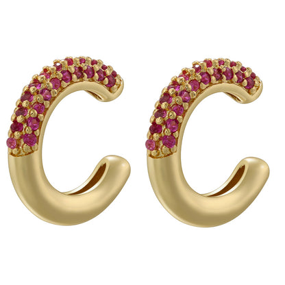 1 Pair Elegant Luxurious Shiny C Shape Plating Inlay Copper Zircon 18k Gold Plated Ear Cuffs