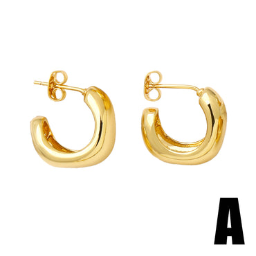 1 Pair Vintage Style Simple Style Solid Color Plating Inlay Copper Zircon 18k Gold Plated Ear Studs