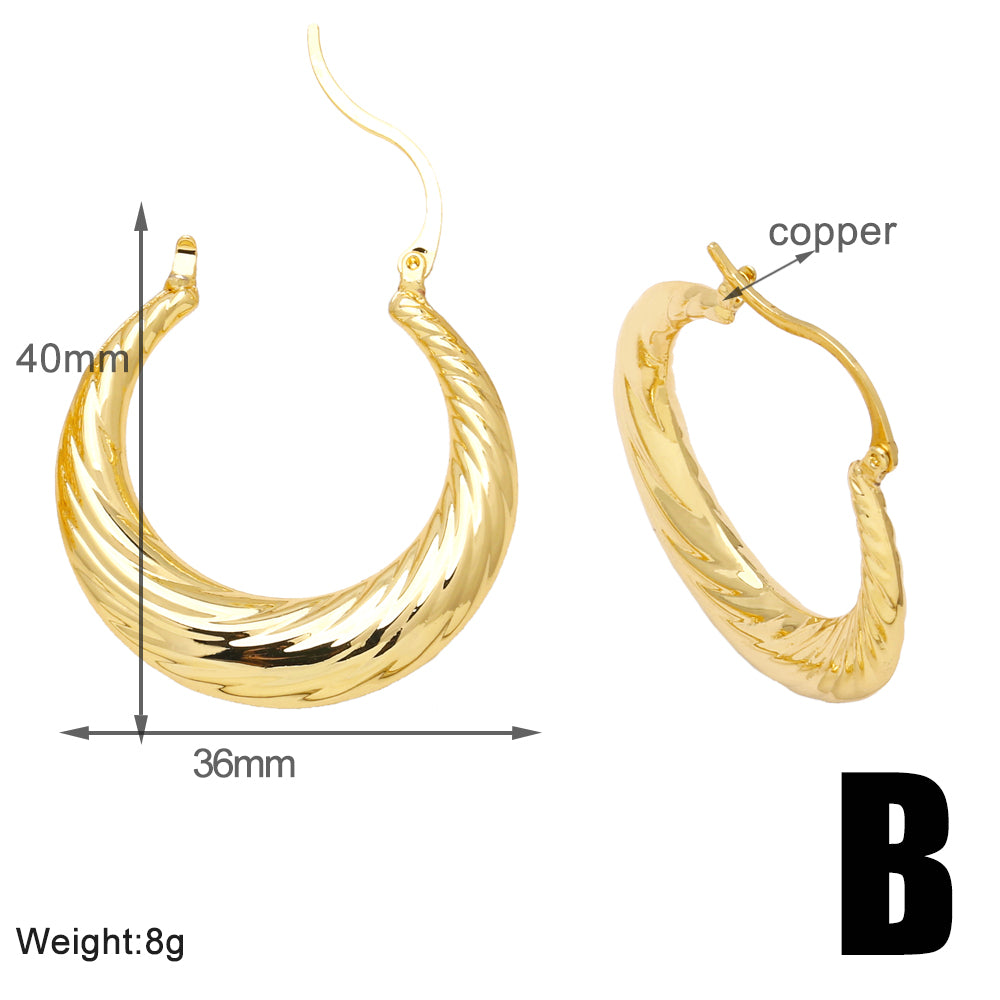 1 Pair Simple Style Solid Color Plating Copper 18k Gold Plated Hoop Earrings