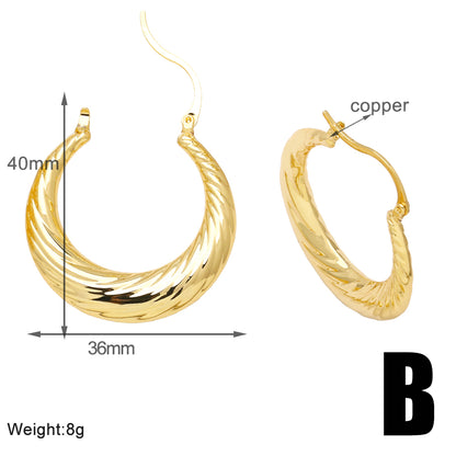 1 Pair Simple Style Solid Color Plating Copper 18k Gold Plated Hoop Earrings