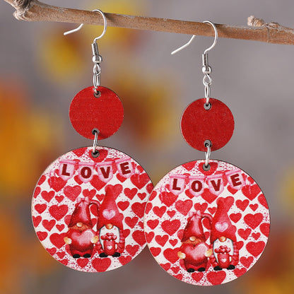 1 Pair Elegant Lady Heart Shape Wood Drop Earrings