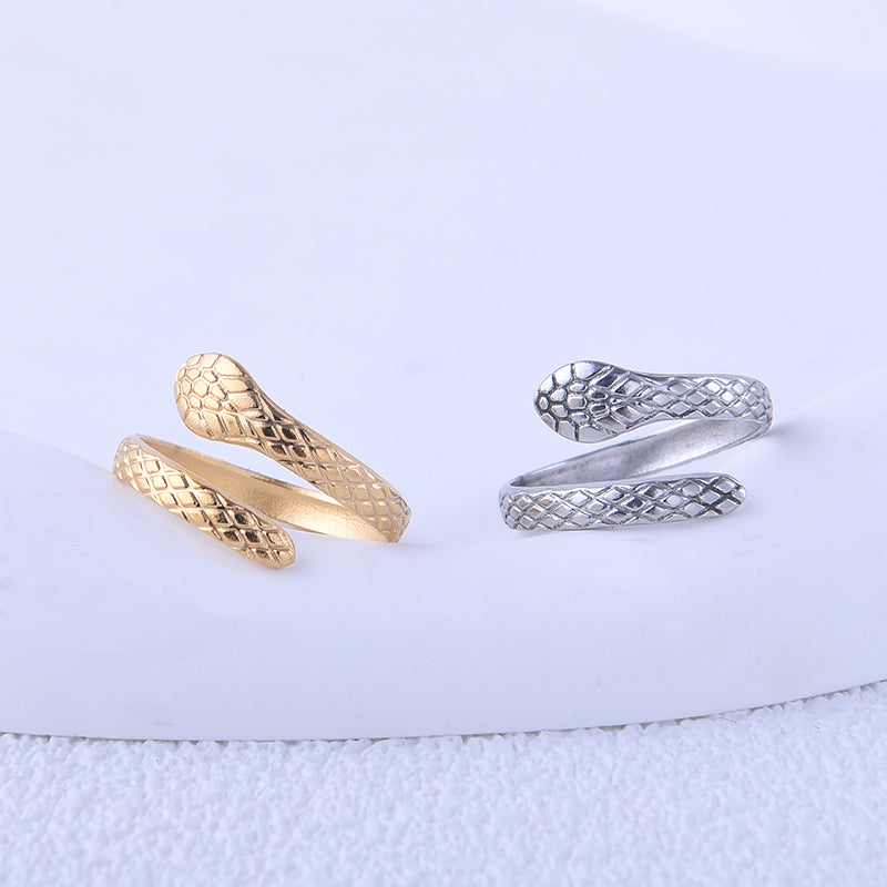 Ig Style Cool Style Snake Stainless Steel Plating 18k Gold Plated Open Rings