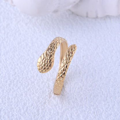 Ig Style Cool Style Snake Stainless Steel Plating 18k Gold Plated Open Rings