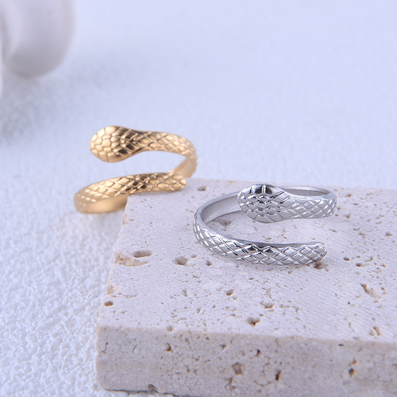 Ig Style Cool Style Snake Stainless Steel Plating 18k Gold Plated Open Rings