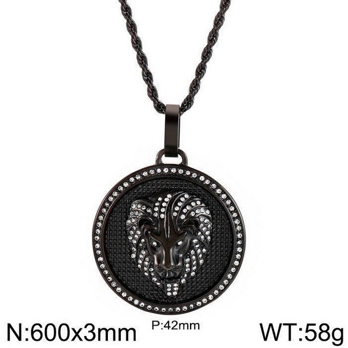 Hip-hop Round Titanium Steel Plating 18k Gold Plated Men's Pendant Necklace