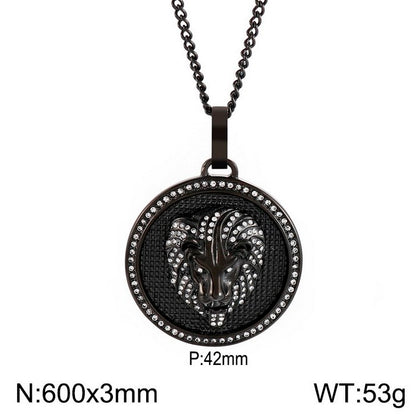 Hip-hop Round Titanium Steel Plating 18k Gold Plated Men's Pendant Necklace