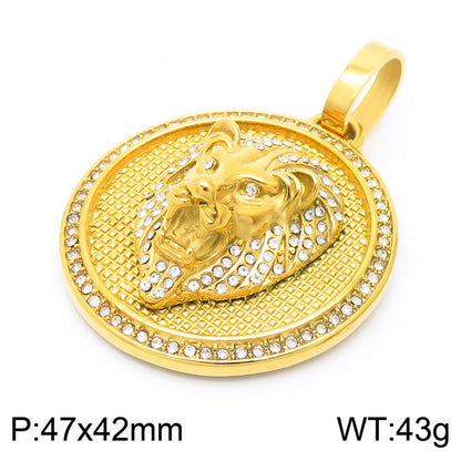 Hip-hop Round Titanium Steel Plating 18k Gold Plated Men's Pendant Necklace