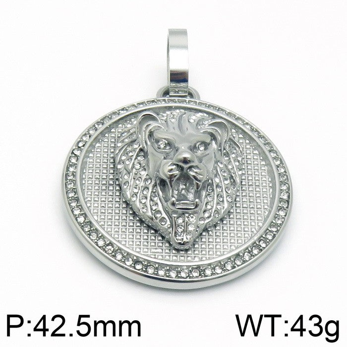 Hip-hop Round Titanium Steel Plating 18k Gold Plated Men's Pendant Necklace