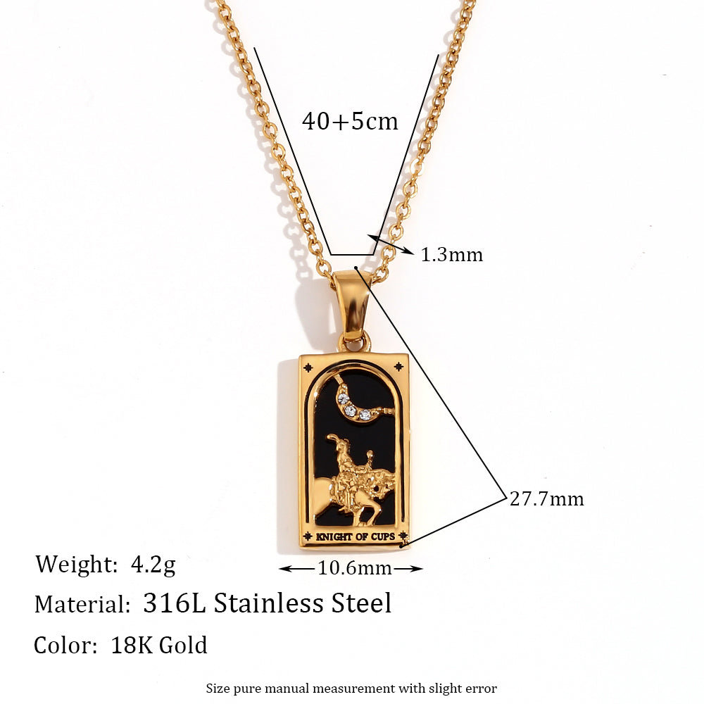 Simple Style Human Sun Moon Stainless Steel Arylic Plating Inlay Rhinestones 18k Gold Plated Pendant Necklace