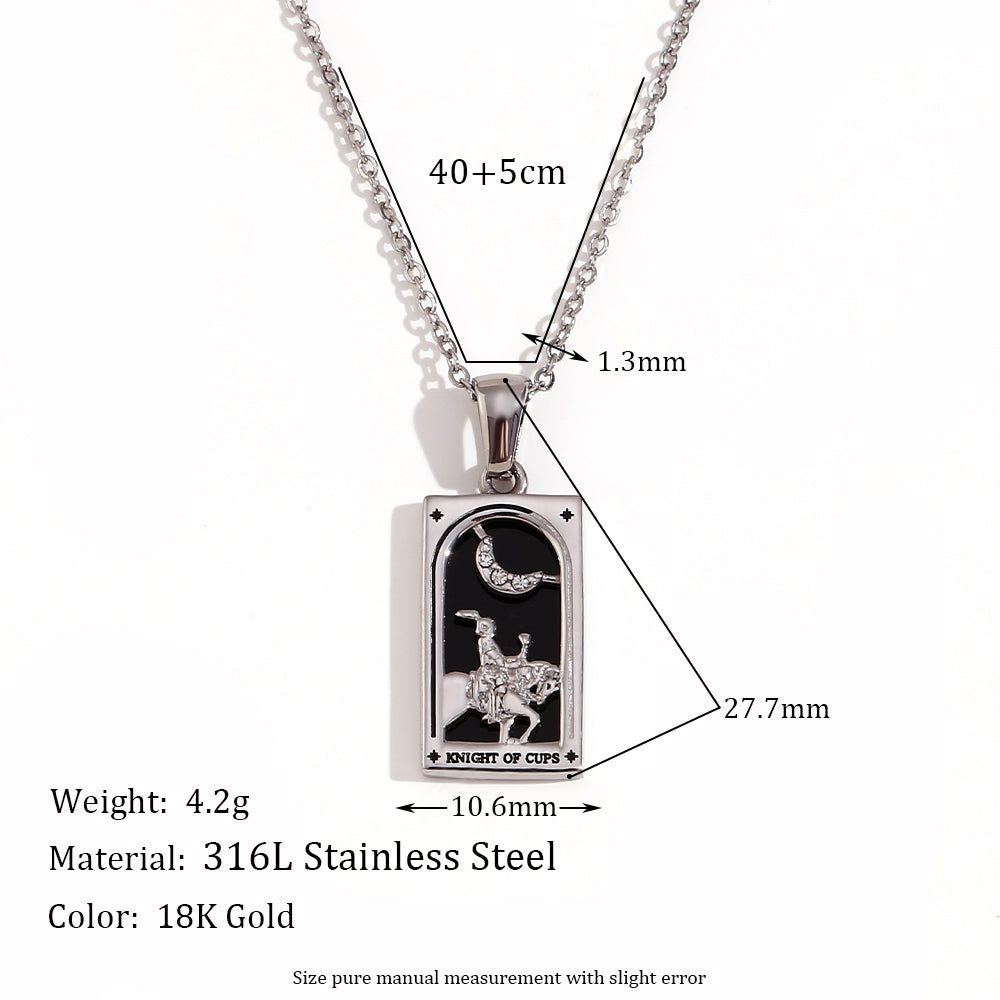 Simple Style Human Sun Moon Stainless Steel Arylic Plating Inlay Rhinestones 18k Gold Plated Pendant Necklace