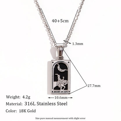 Simple Style Human Sun Moon Stainless Steel Arylic Plating Inlay Rhinestones 18k Gold Plated Pendant Necklace