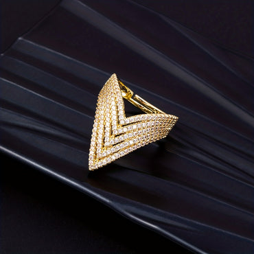 Elegant Vintage Style Triangle Copper Plating Gold Plated Open Rings