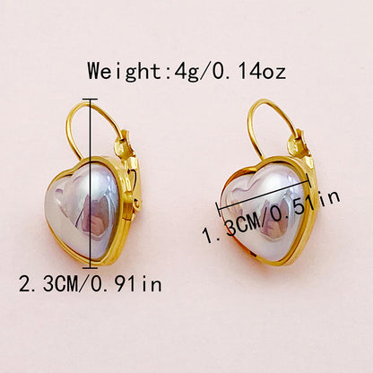 1 Pair Simple Style Heart Shape Plating Inlay Stainless Steel Fritillary Gold Plated Ear Studs