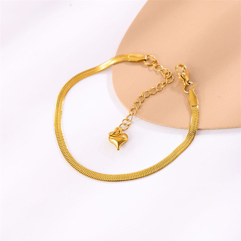 Hip-hop Simple Style Solid Color Stainless Steel Titanium Steel Plating Gold Plated Bracelets