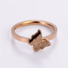 Simple Style Butterfly Stainless Steel Plating Inlay Rhinestones 18k Gold Plated Rose Gold Plated Rings