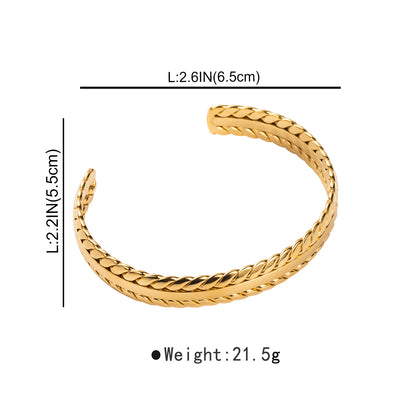 Modern Style Simple Style Grain Stainless Steel Bangle