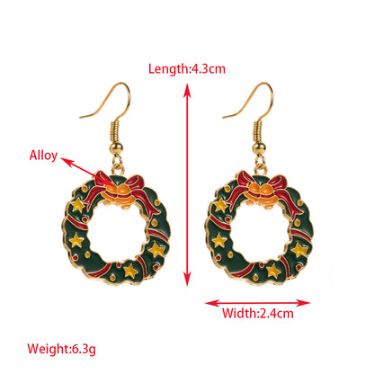 1 Pair Elegant Glam Christmas Christmas Tree Santa Claus Snowman Enamel Alloy Gold Plated Drop Earrings