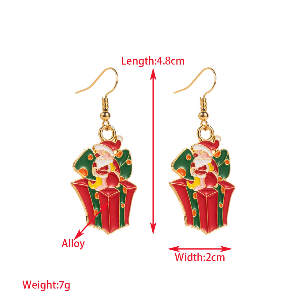 1 Pair Elegant Glam Christmas Christmas Tree Santa Claus Snowman Enamel Alloy Gold Plated Drop Earrings