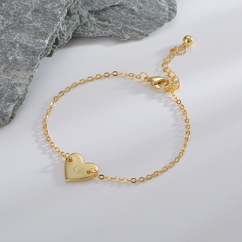 Basic Heart Shape Copper Plating 18k Gold Plated Bracelets