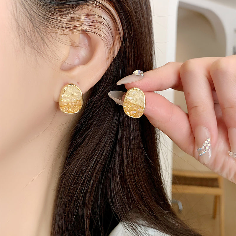 1 Pair Simple Style Classic Style Round Inlay Alloy Artificial Rhinestones White Gold Plated Gold Plated Ear Studs
