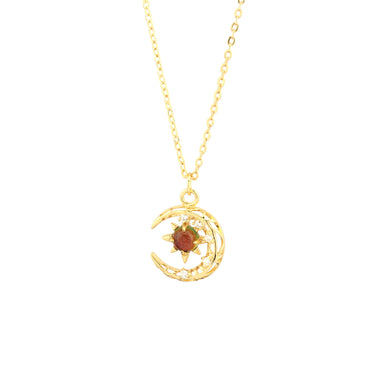 Simple Style Star Moon Copper Plating Inlay Zircon 18k Gold Plated Pendant Necklace