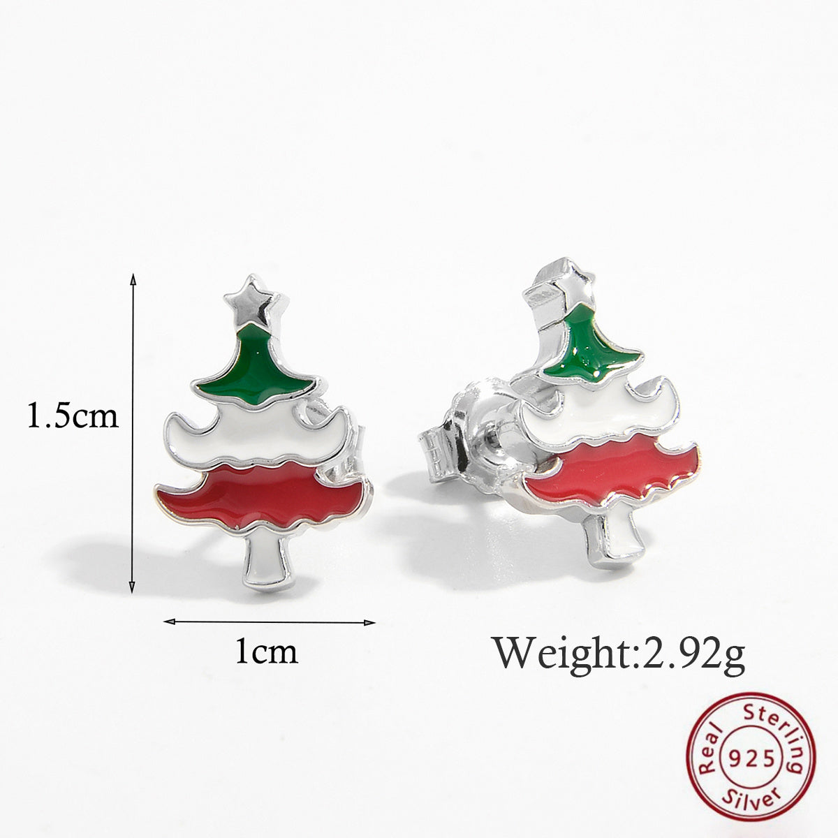 1 Pair Cute Christmas Basic Christmas Tree Plating Inlay Sterling Silver Zircon White Gold Plated Rhodium Plated Ear Studs